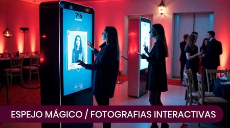 Espejo Mágico 7 Paneles interactivos fotográficos - Eventos - Fiestas - Fotografía interactiva - recuerdos de calidad - Virtual Retro